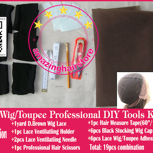 YANTAISIYU 4 Pcs Ventilating Needles for Lace Wig + 1 Blue Holder  Ventilating Needle Kit for Wig Making