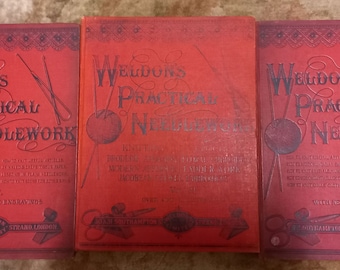 Victorian 1890's craft book sewing knitting lace making WELDON’S PRACTICAL NEEDLEWORK book In  Original Bound volume