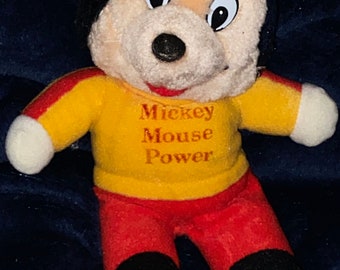 Vintage Mickey Mouse Power Knickerbocker Plush Stuffed Animal 9” Retro Disney