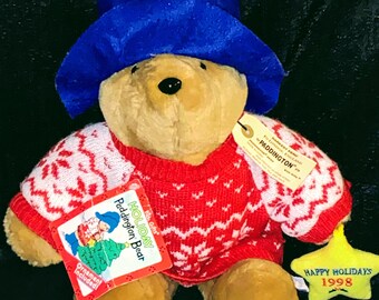 Paddington Bear 1998 Holiday Christmas 16” Plush by Sears