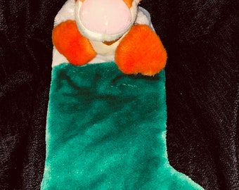 Disney Plush Tigger Stocking 22” Winnie The Pooh Christmas Green Sparkles 3D