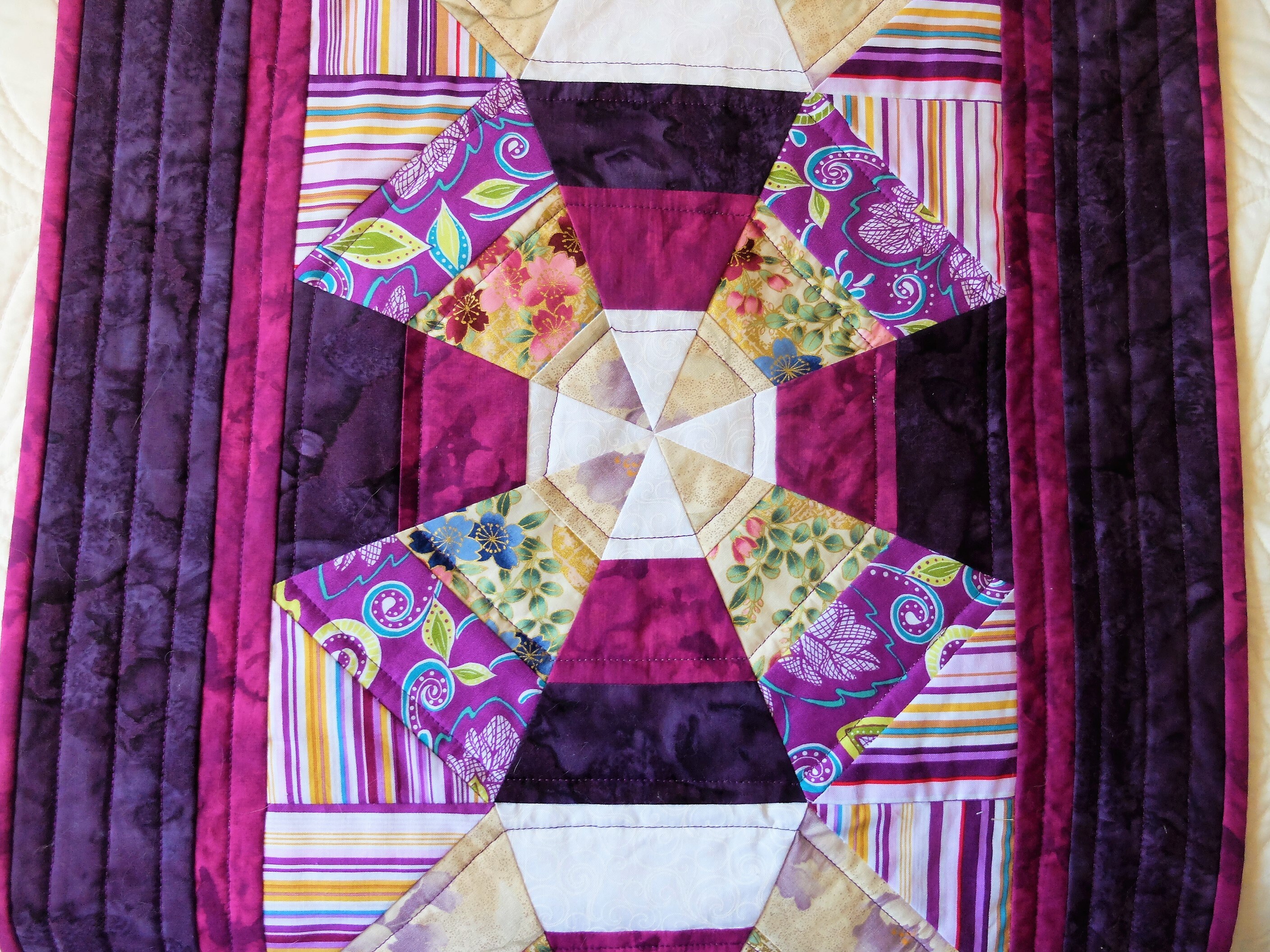 Patchwork Quilted Queen Bed Runner Bed Scarf Modern Purple Etsy