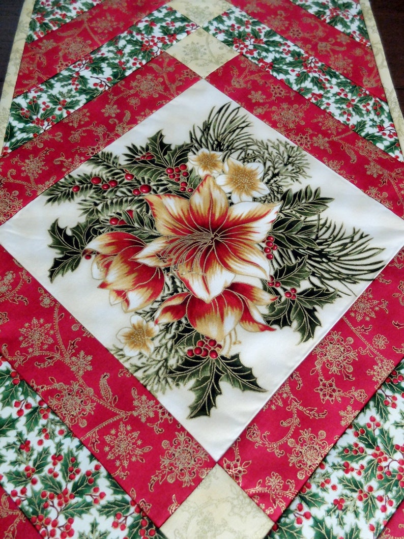 French Braid Quilt as you Go QAUG Christmas Table Runner