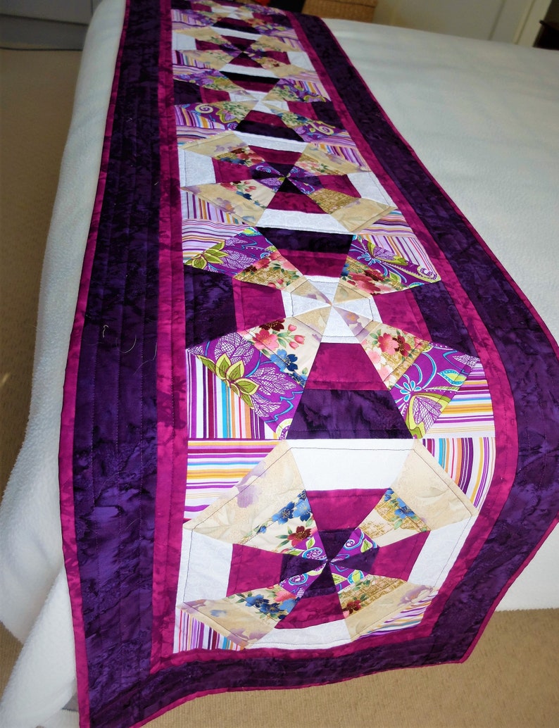 Patchwork Quilted Queen Bed Runner Bed Scarf Modern Purple Etsy Australia