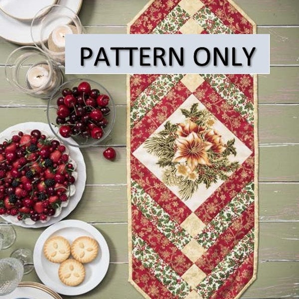 French Braid Quilt as you Go (QAUG) Christmas Table Runner Instant Download PDF Pattern and Instructions, beginner