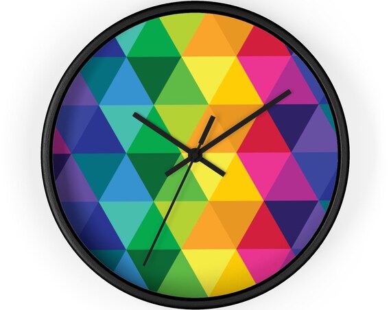 Modern Wall Clock Colorful Rainbow Design Large Wall Decor