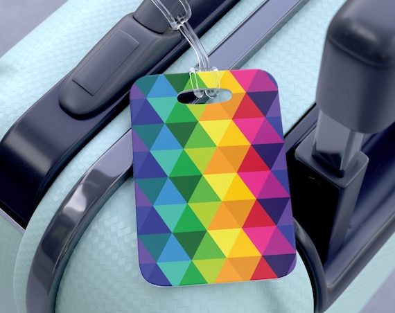 Colorful Bag Tag Bright Pattern Luggage and Travel Bag Accessories for Him or Her