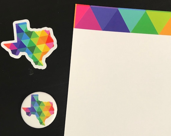 Texas Sticker Decal State of Texas Gifts Note Card and Button Gift Set