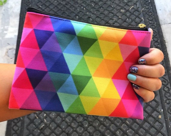 Rainbow Accessory Pouch Purse - Makeup Bag - Carry All Your Stuff Pencil Bag - Color Street Nails Bag