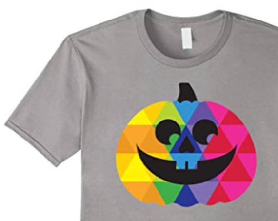 Colorful Happy Pumpkin T-shirt - Colorful Halloween Apparel - Unique Jack O'Lantern Tee - Halloween Gifts for Him or Her - Trick or Treat
