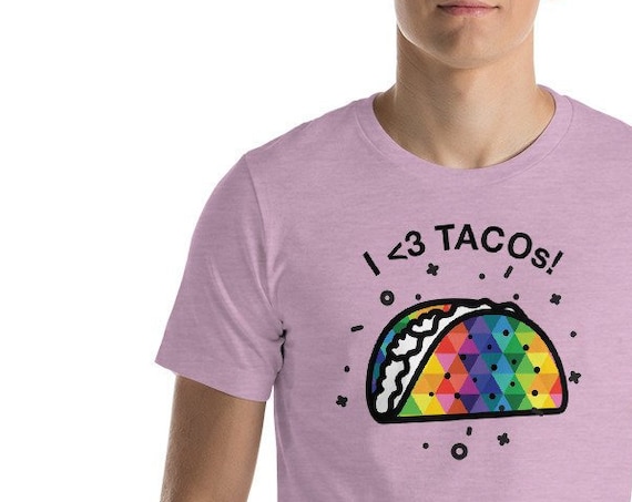Short-Sleeve Unisex Colorful Taco T-Shirt Let's TACO 'bout it Tee is for Everyone Who Loves Tacos