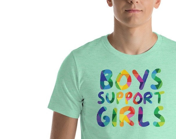 Short-Sleeve Unisex T-Shirt Boys Support Girls Tshirt and Girls Support Girls Too