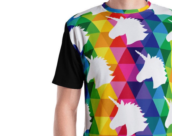 Men's T-shirt Unicorn Head Tee Funny Animal Tshirt Unicorn Lover Gift Fashion Abstract Graphic Tee for Hipsters