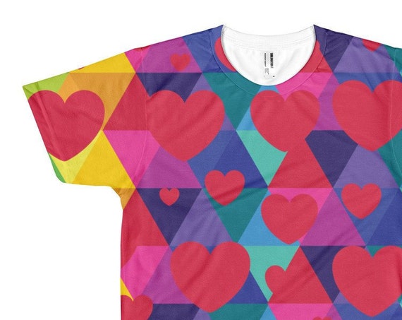 Colorful Valentines Heart Short sleeve men’s t-shirt for Valentines