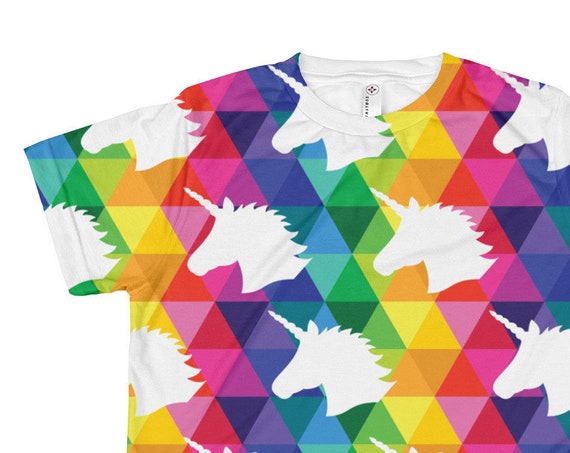 Youth Unicorn T-shirt All-over Youth Sublimation Tee for Kids Colorful Graphic T