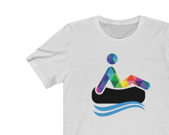 River Tubing Unisex Jersey Short Sleeve Tee Camping Tshirt for Tubers - A Colorful Person on a Tube