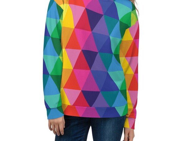 The Unicorn Sweatshirt! It's a Colorful Rainbow Unisex Sweatshirt with Geometric Multicolor Designs This Pullover Shirt is a Clothing Gift
