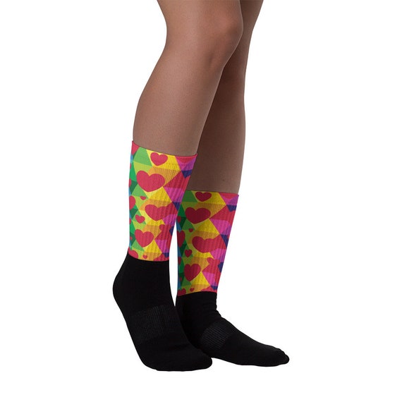 Colorful Heart Socks for Rainbow Lovers as a Gift