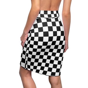 Women's Pencil Skirt Black and White Checkered Collection Fun Fashion for Everyone Trendy Design Square image 6