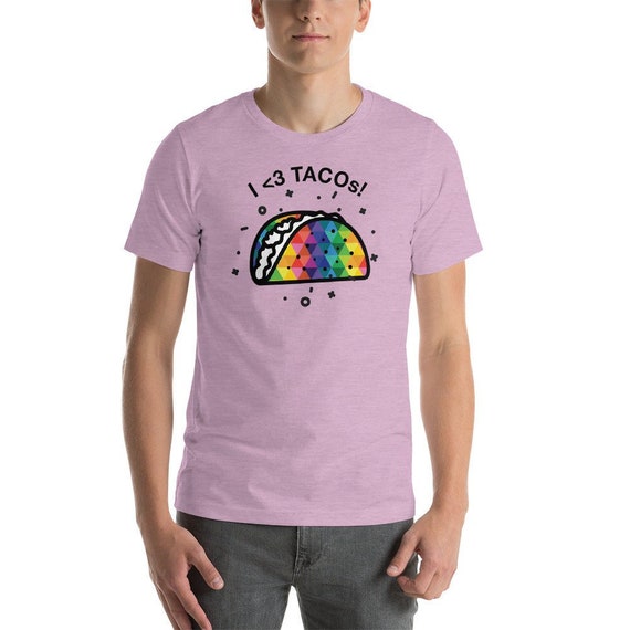 Short-Sleeve Unisex Colorful Taco T-Shirt Let's TACO 'bout it Tee is for Everyone Who Loves Tacos