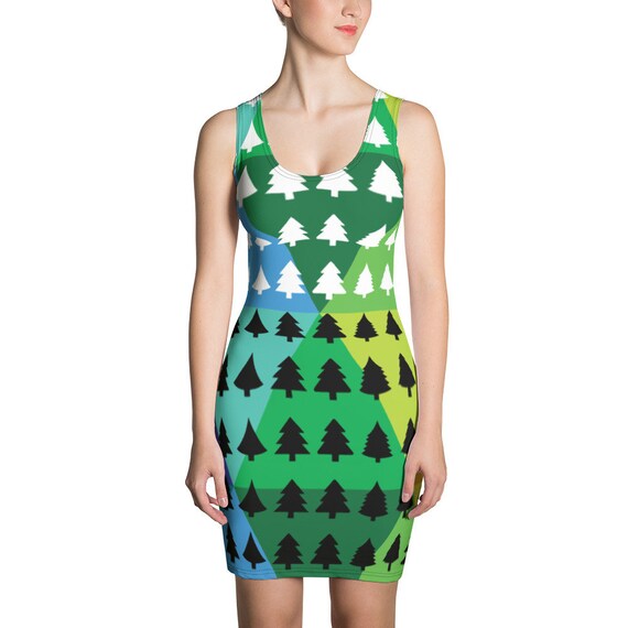 Ladies Christmas Dress Holiday Outfit Women's Cut & Sew Dress Soft One-Piece Rainbow Dress Present