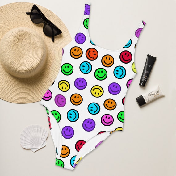 One-Piece Smiley Face Swimsuit