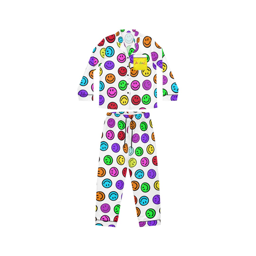 Women's Satin Smiley Face Pajamas Etsy