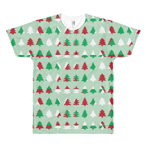 Christmas Tree Tshirt Short Sleeve T-shirt Merry Christmas Tee Xmas Fun Gift Happy Holidays Shirt Rainbow Christmas White Background