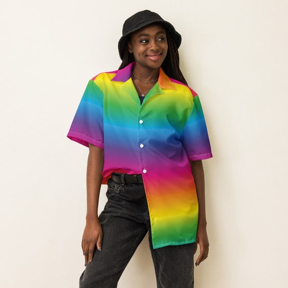 Rainbow Aura Unisex button shirt