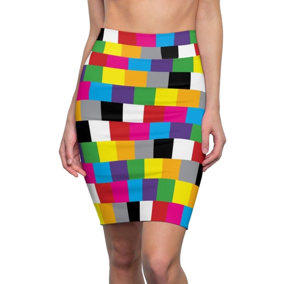 Women's Pencil Skirt - Multi Colored Pixel Block Collection - Fun for Everyone
