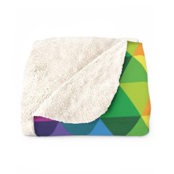 Cozy Sherpa Fleece Blanket - The Colorful Kaleidoscope Blanket - Rainbow Throw Blanket - Cozy Plush Blanket