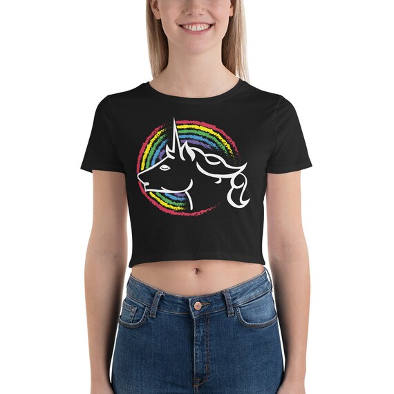 Rainbow Unicorn Women’s Crop Tee