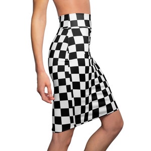 Women's Pencil Skirt Black and White Checkered Collection Fun Fashion for Everyone Trendy Design Square image 7