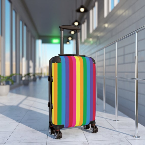 Colorful Rainbow Striped Cabin Suitcase
