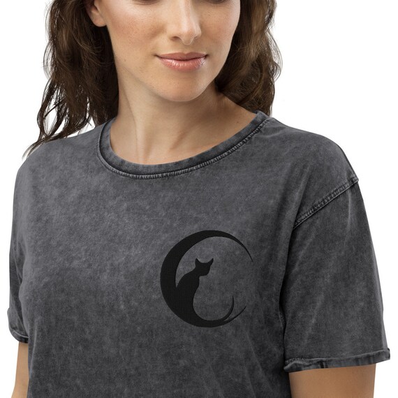 Divine Feline Magick Denim T-Shirt - Black Cat Tshirt