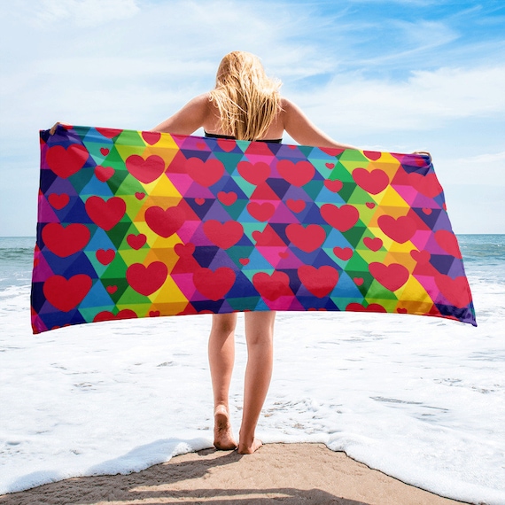 Colorful Red Heart Towel
