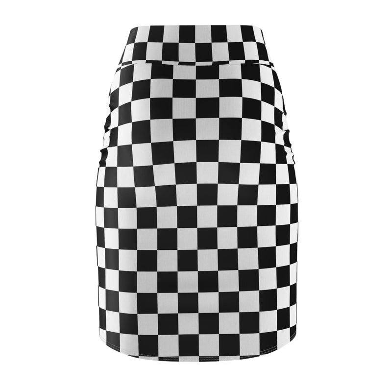 Women's Pencil Skirt Black and White Checkered Collection Fun Fashion for Everyone Trendy Design Square image 2