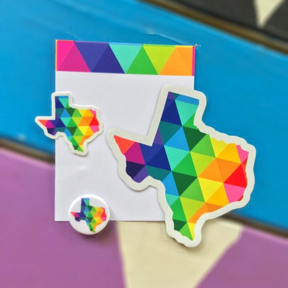 Texas Magnet and Sticker Decal State of Texas Gifts Note Card and Button Gift Set