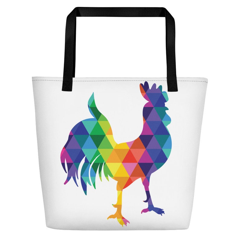 Tote Bag Colors Of The Rainbow The Rockin' Rooster Beach Bag Rainbow Rooster Gift 16 x 20 image 4