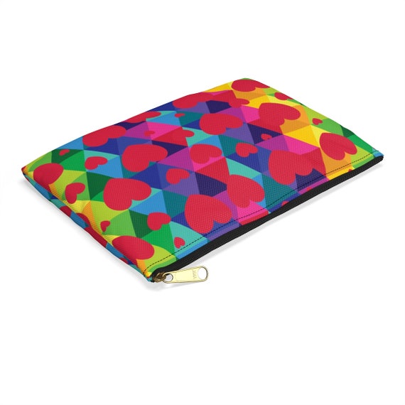 Colorful Heart Accessory Pouch Valentines Gift for Love