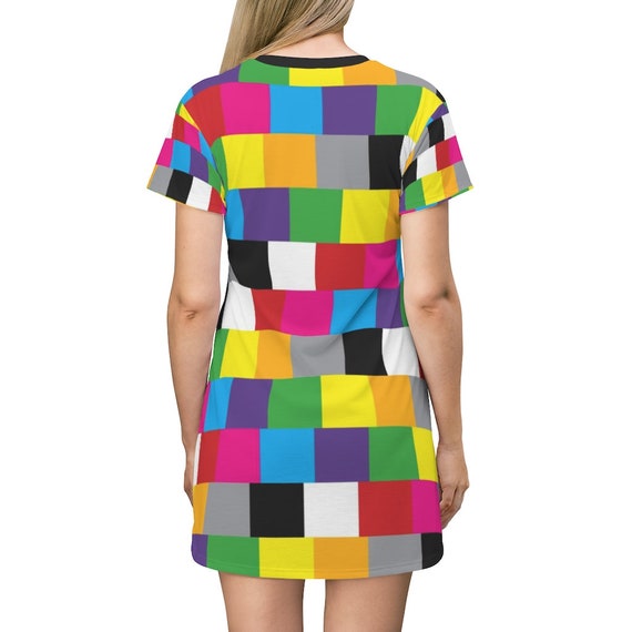 The Pixelated Collection - Multicolored All Over Print T-Shirt Dress