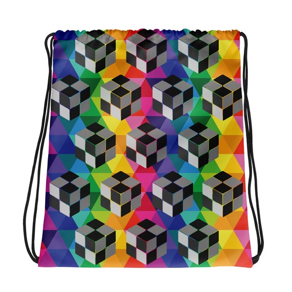 3D Nano Cube Drawstring bag Colorful Rainbow Sack