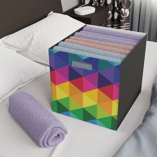 Disover Geometric Rainbow Felt Storage Box