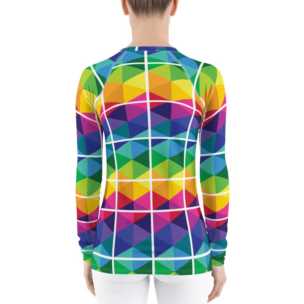 Colorful Window Pane Pattern Women's Rash Guard