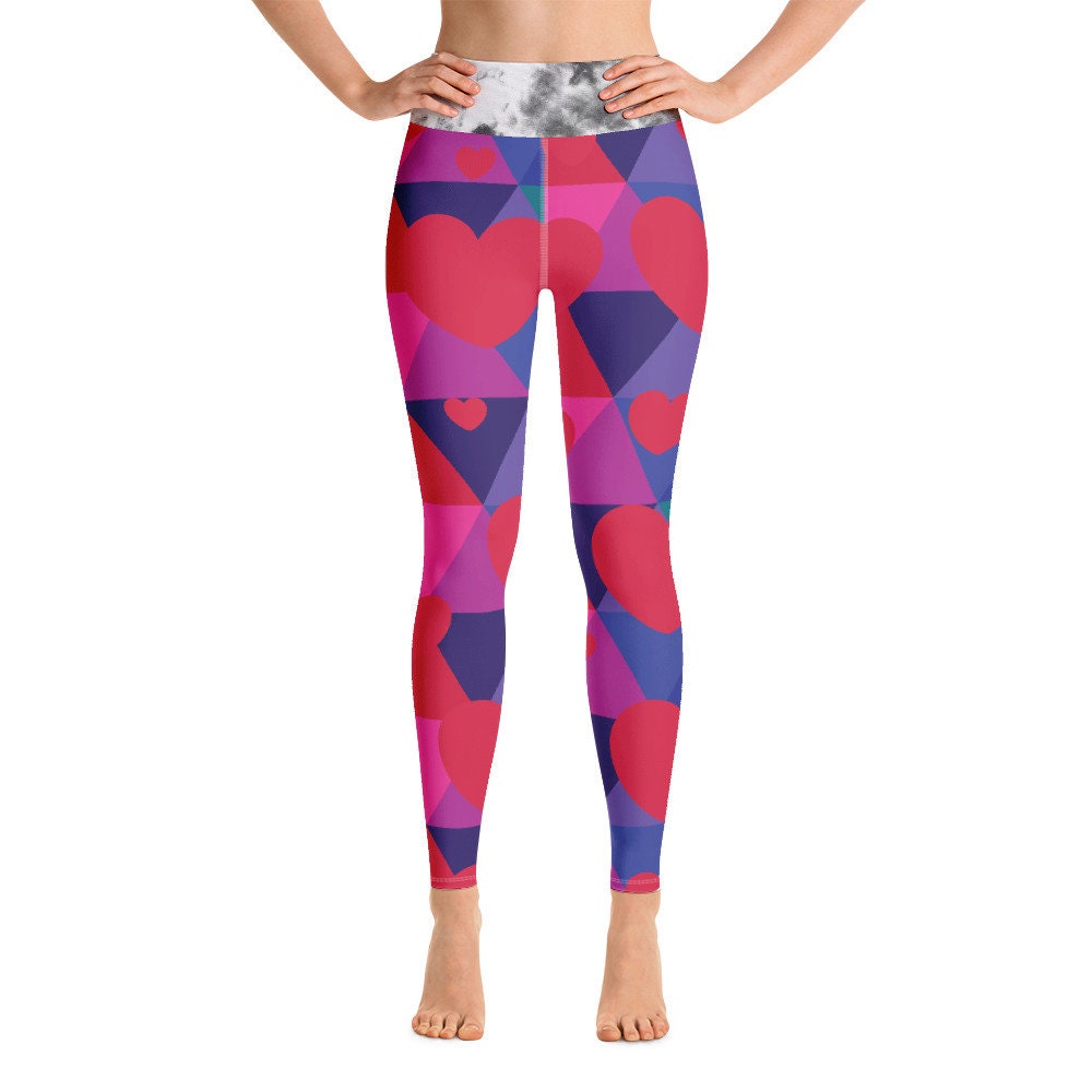 Colorful Heart Rainbow Yoga Leggings Gift for Her