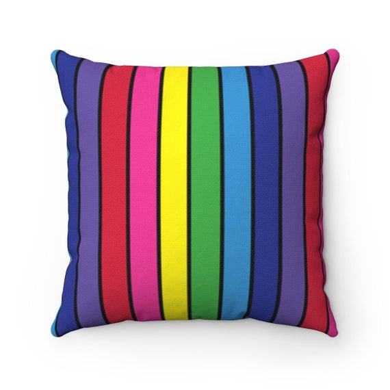 The Vivid Collection: Rainbow Striped Square Pillow