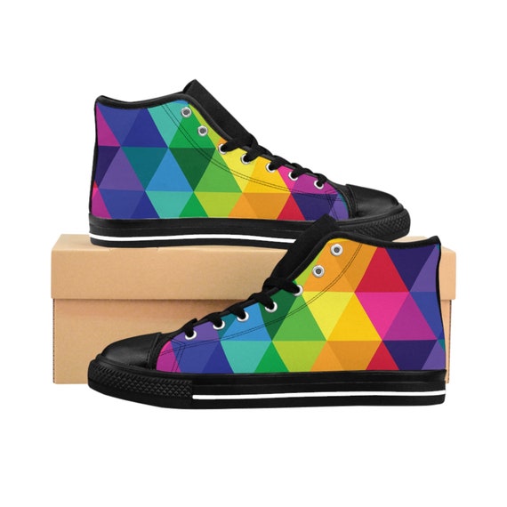 Colorful Rainbow Men's High-top Sneakers