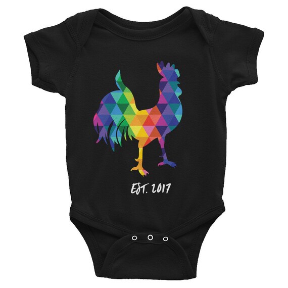 CUSTOM Infant Bodysuit Colorful Rainbow Rooster Cute Baby Snapsuit Funny One-piece Gifts for Baby Shower Gifts