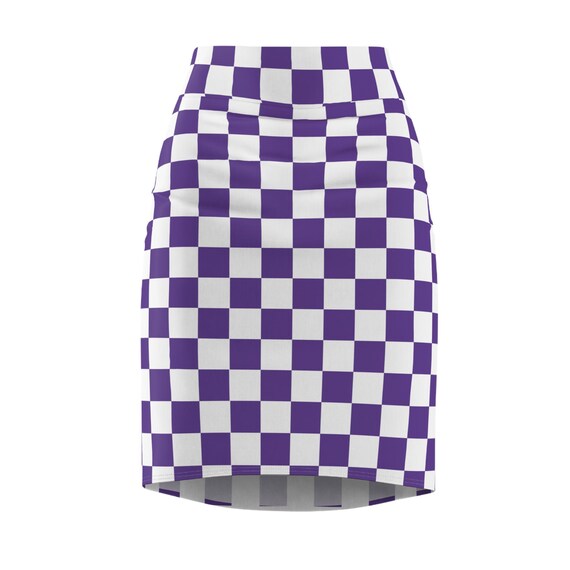 Purple Checkered Women's Pencil Skirt