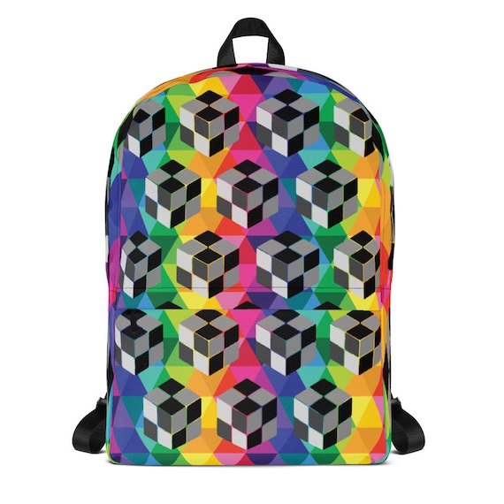 3D Nano Cube Backpack Colorful Rainbow Bag
